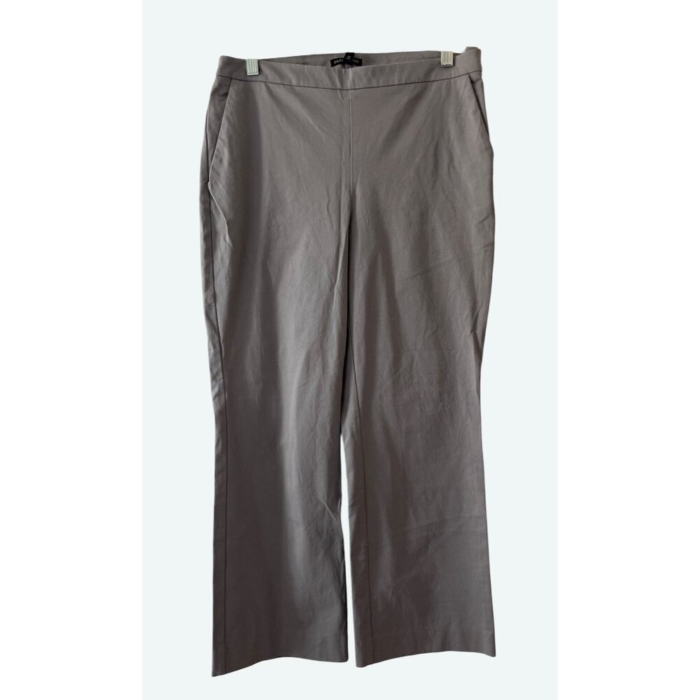 Eileen Fisher Organic Cotton Blend Gray Cropped Chino Pant Trouser Side Zip‎ 8